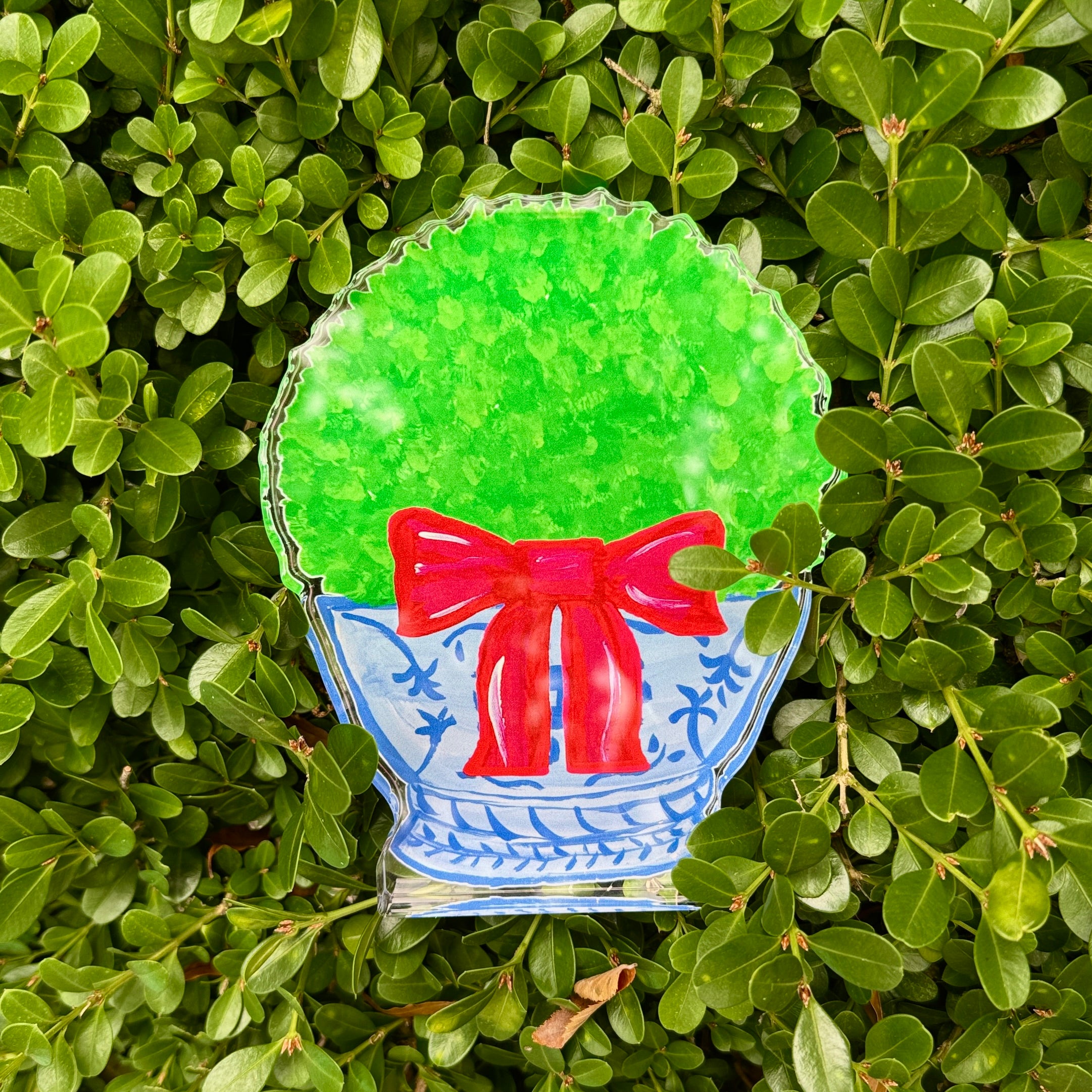 Acrylic Block Chinoiserie Christmas Boxwood - Thumbnail 5
