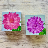 Wood Block Dahlia Art