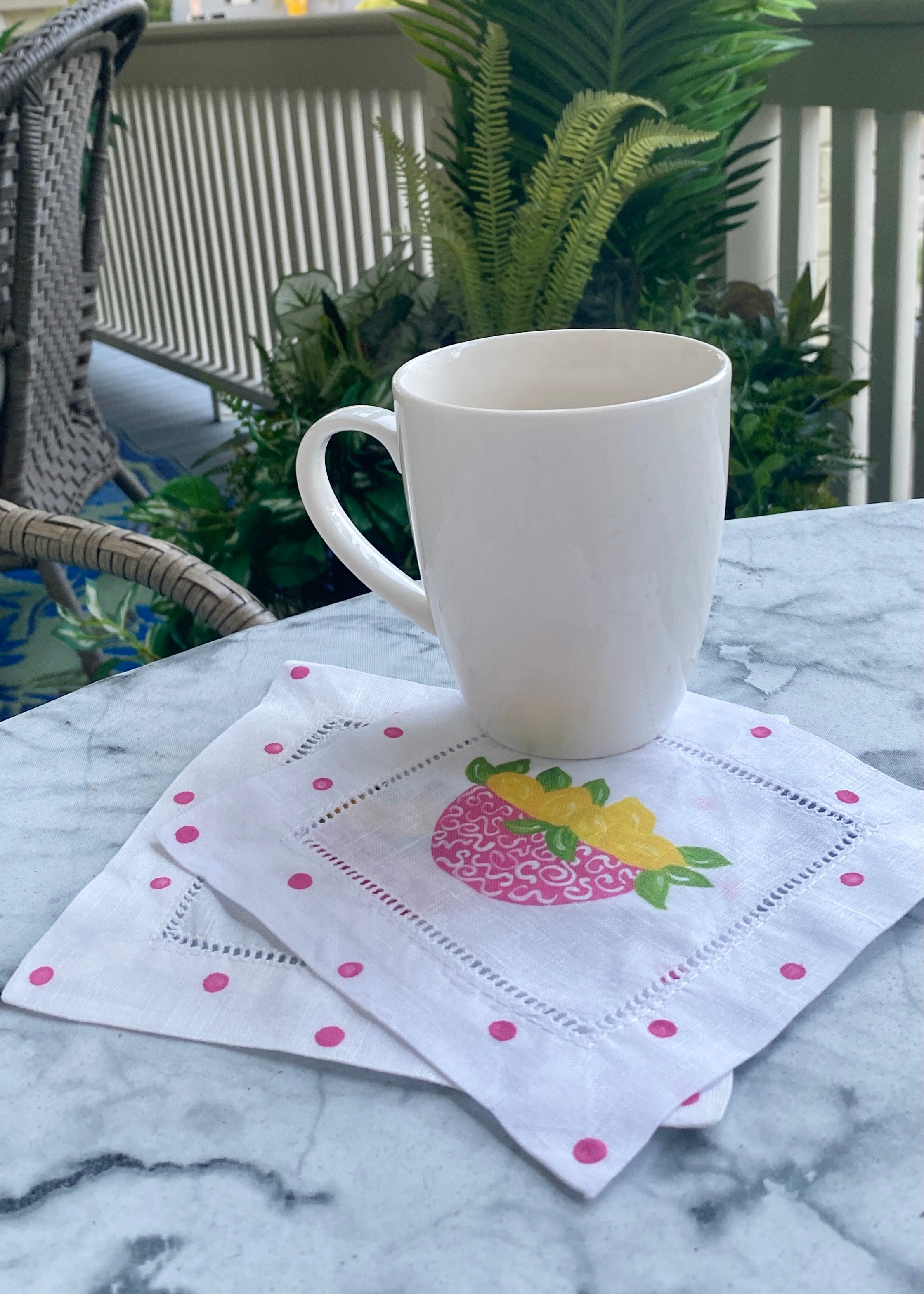 Pink Bowl of Lemons Cocktail Napkins - Thumbnail 2