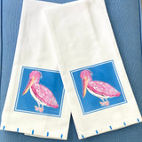Pink Pelican Tea Towel
