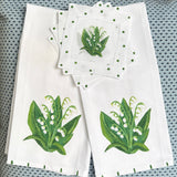 Bright Green Lily of the Valley Linen Cocktail Napkins