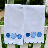 Blue and White Sea Shell Tea Towel