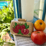 Hand Painted Summer Tomatoes Rattan Clutch