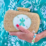 Hand Painted Sand Dollar Rattan Clutch