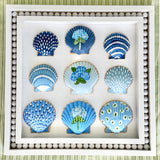 Painted Sea Shell Art Blues and Whites