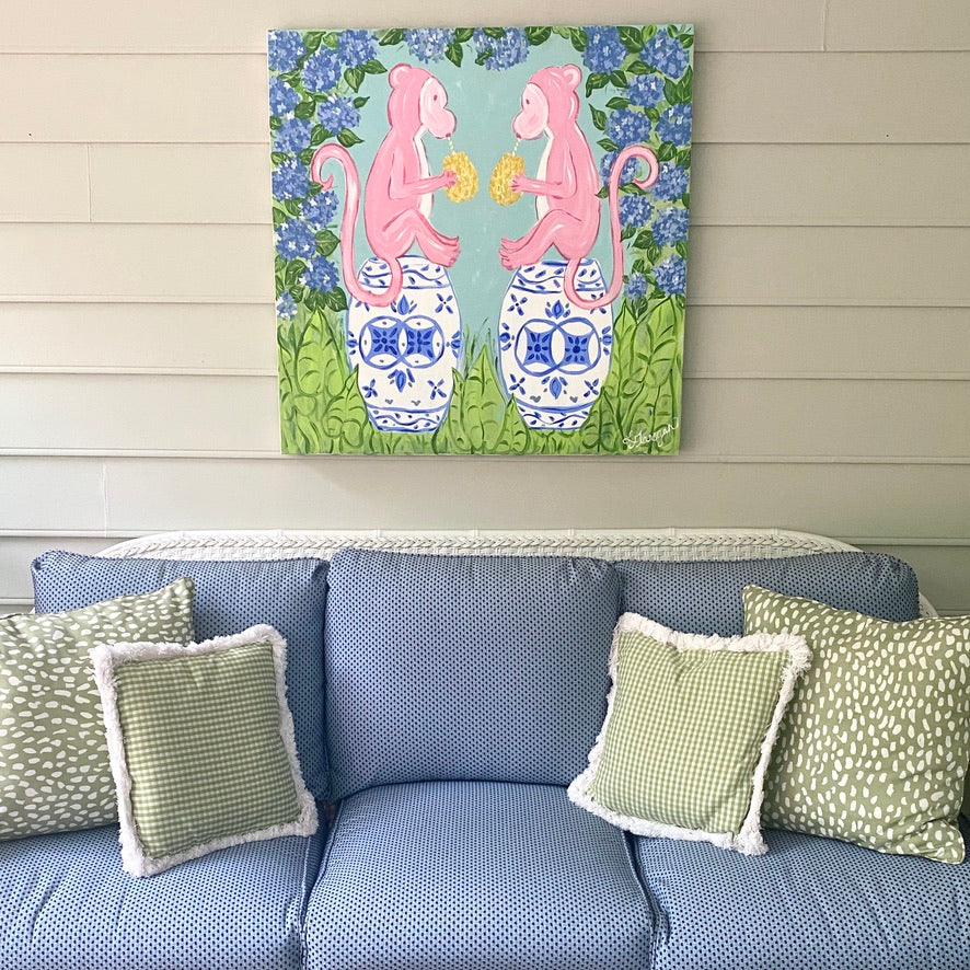 Lemondaisy Design Garden Monkeys Fine Art Painting - Thumbnail 5