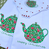 Happy Christmas Teapot Tea Towel