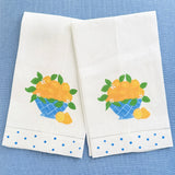 Fresh Lemons in a Blue Bowl Linen Guest Towel