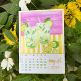 2027 Coastal Calendar with Gold Rim Acrylic Frame