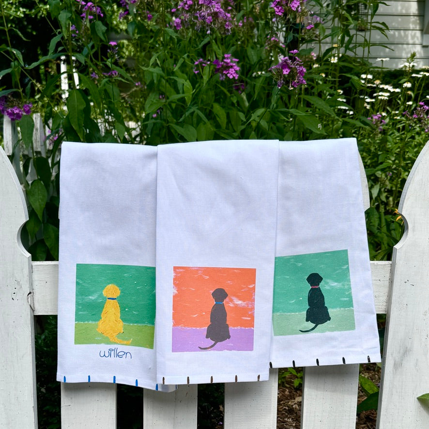 Chocolate Brown Beach Dog Tea Towel - Thumbnail 3