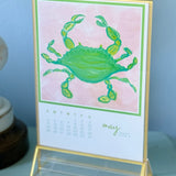 2025 Coastal Calendar with Gold Rim Acrylic Frame