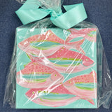 Pink Fish on Aqua Acrylic Painting