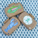 Hand Painted Sand Dollar Rattan Clutch