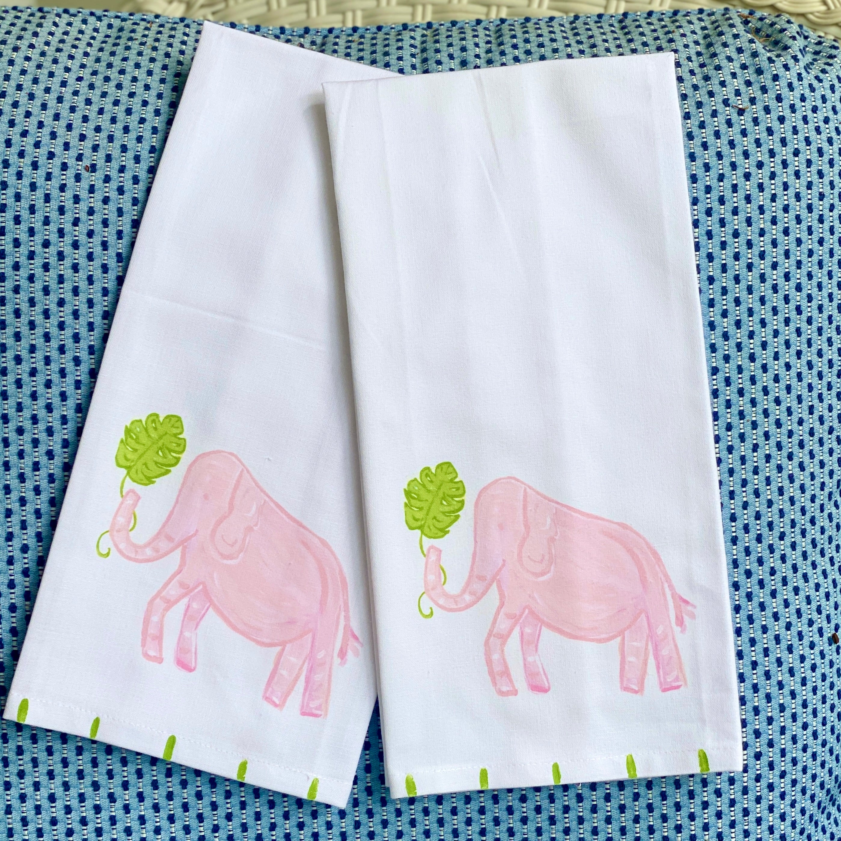Pink Elephant Tea Towel