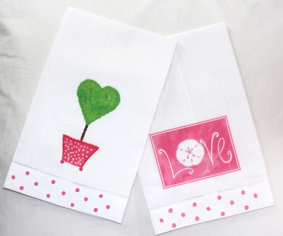 Pink Love Linen Guest Towel - Thumbnail 2