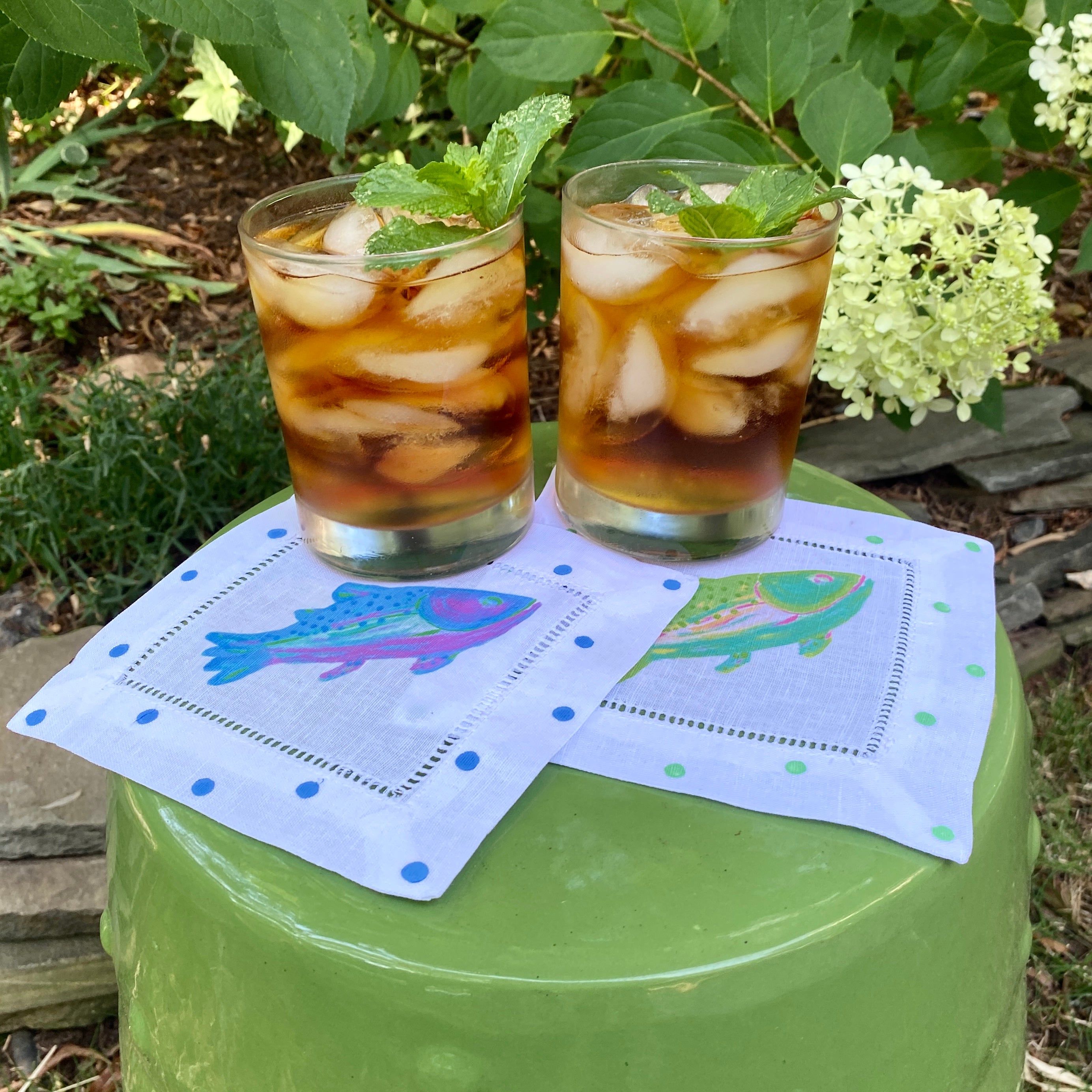 Rainbow Trout Linen Cocktail Napkins - Thumbnail 4