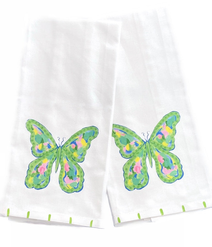 Green Mosaic Butterfly Tea Towel - Thumbnail 2
