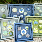 Painted Sea Shell Hydrangea Shell Art on 12x12 Light Blue