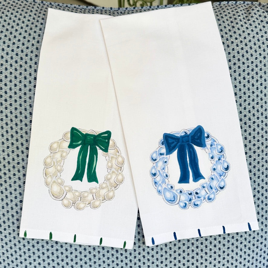 Christmas Oyster Wreath Tea Towel - Thumbnail 2