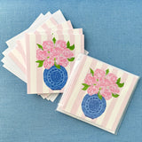 Blue Chinoiserie Pink Peonies Note Card Set
