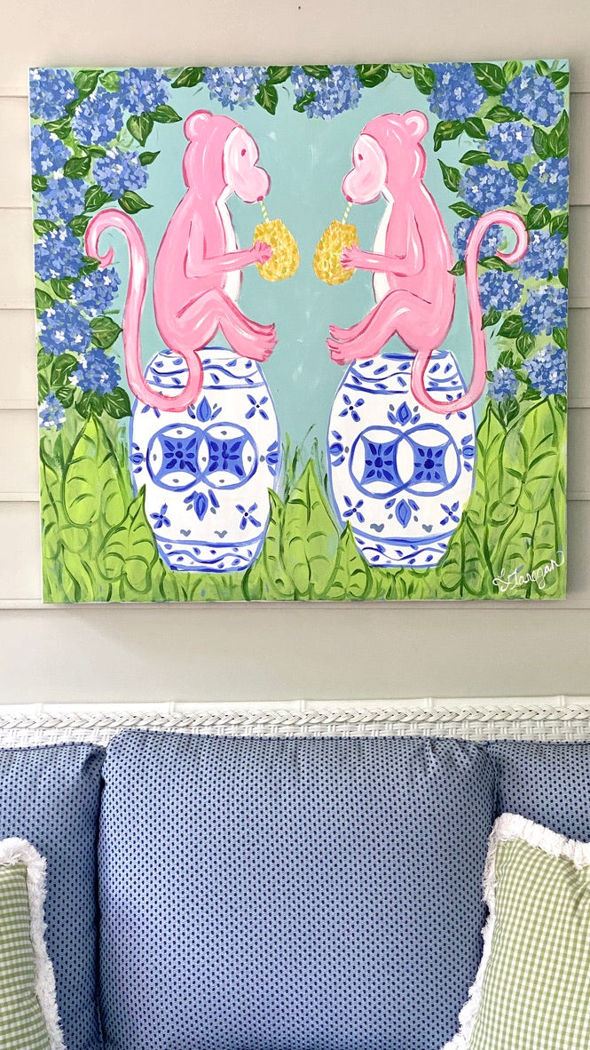 Lemondaisy Design Garden Monkeys Fine Art Painting