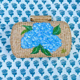 Hand Painted Hydrangea or Rose Rattan Clutch