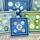 Painted Sea Shell Hydrangea Blues & Greens Shell Art on Blue
