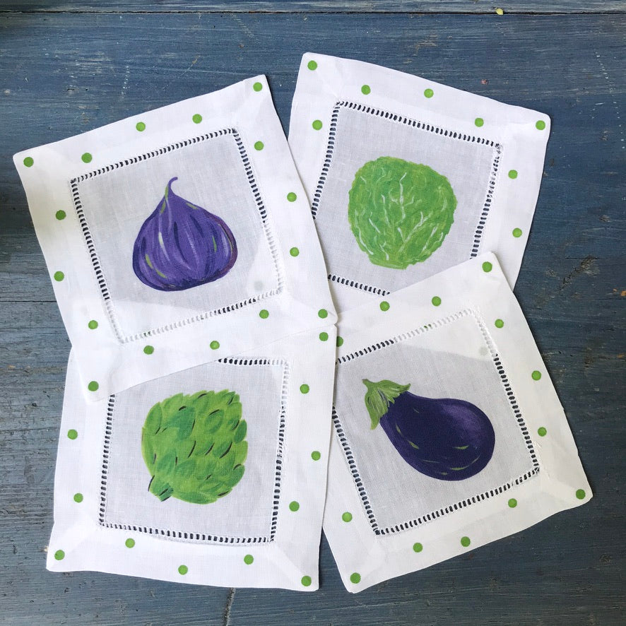 Fresh Veggie Linen Cocktail Napkins - Thumbnail 2