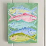 Colorful  Fish on Mint Acrylic Paintings