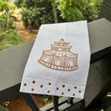 Autumn Colors Chinoiserie Pagoda Linen Guest Towels