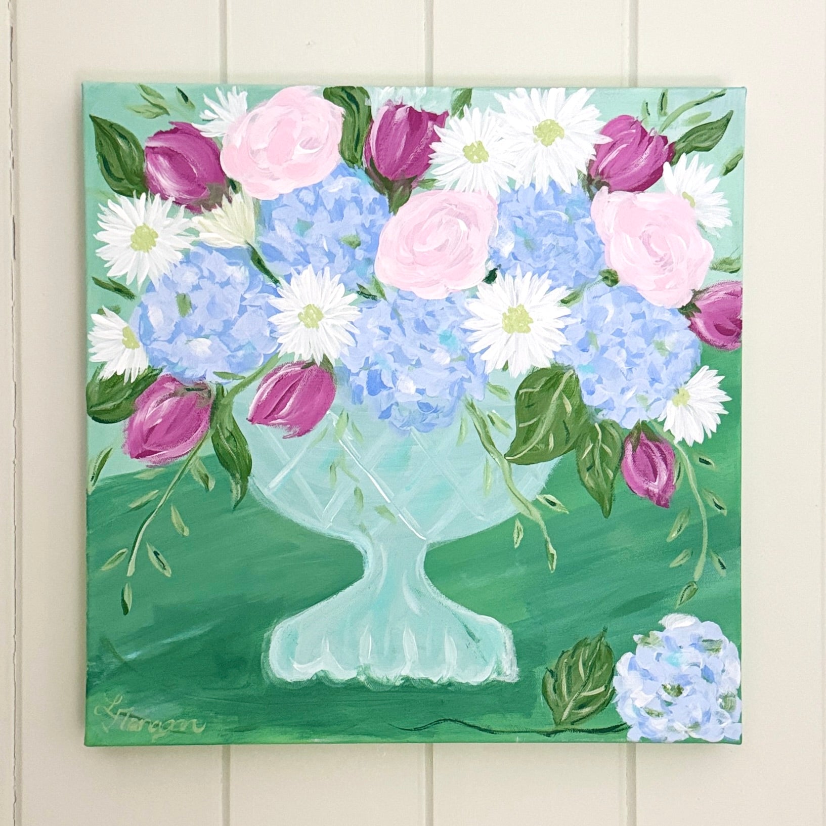 Lemondaisy Design Hydrangeas and Tulips Floral Art