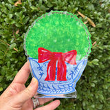 Acrylic Block Chinoiserie Christmas Boxwood