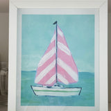 Pink Stripe Sailboat Art Print