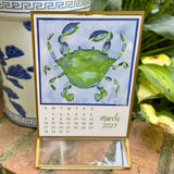 2027 Coastal Calendar with Gold Rim Acrylic Frame