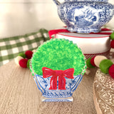 Acrylic Block Chinoiserie Christmas Boxwood