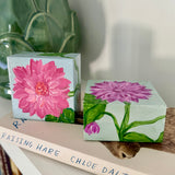 Wood Block Dahlia Art
