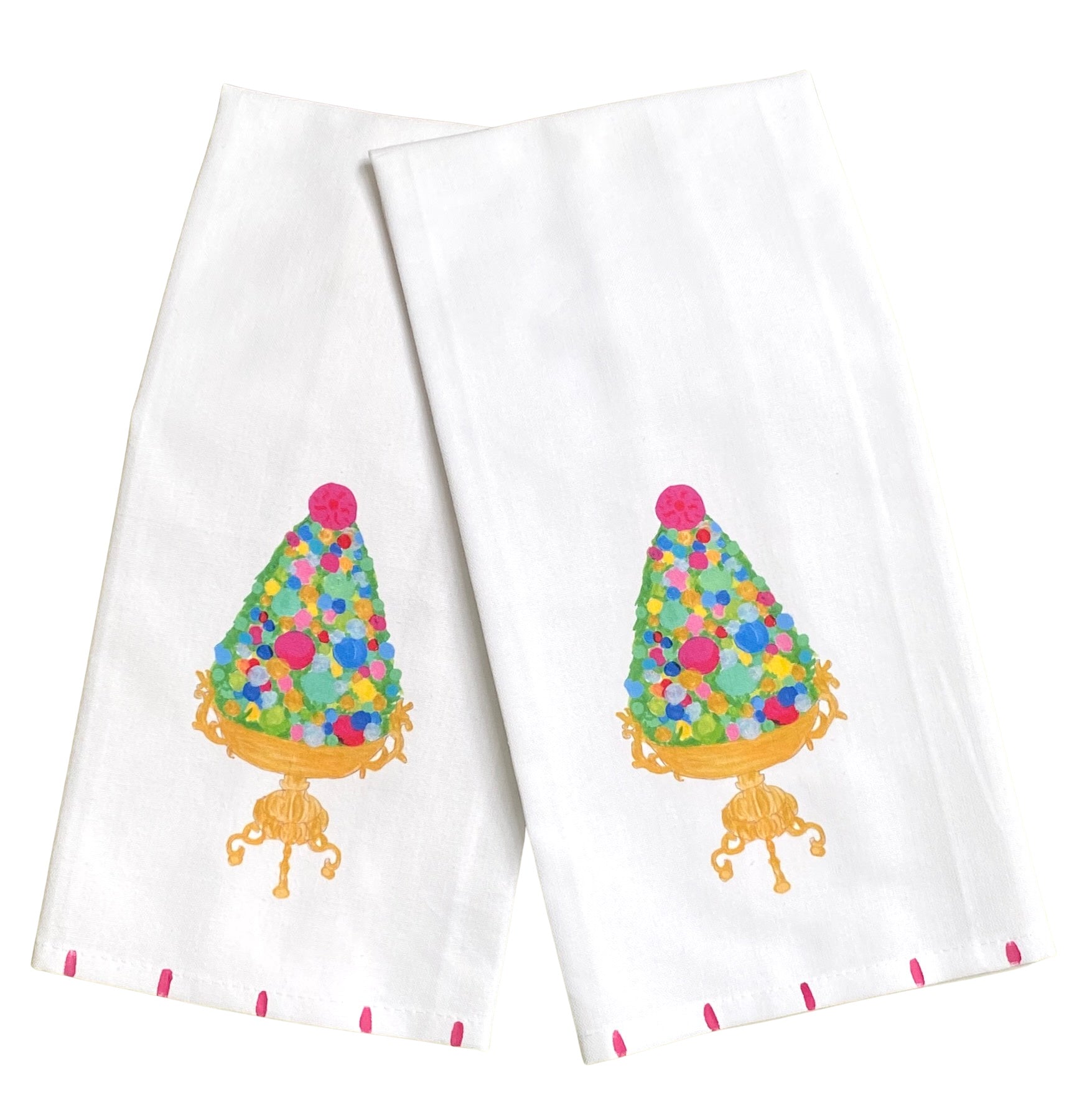 Christmas Ornament Topiary Tea Towel