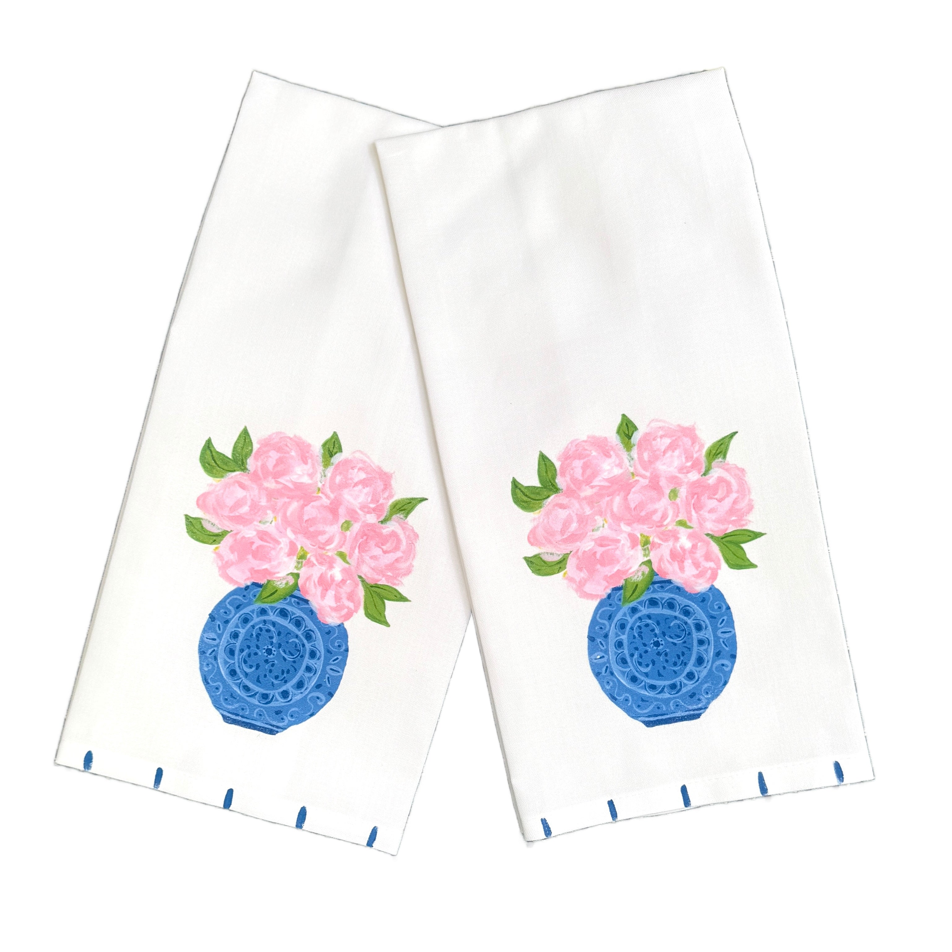 Pink Peony Chinoiserie Tea Towel