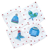 Apres Ski Snow Fun Primary Colors Linen Cocktail Napkins
