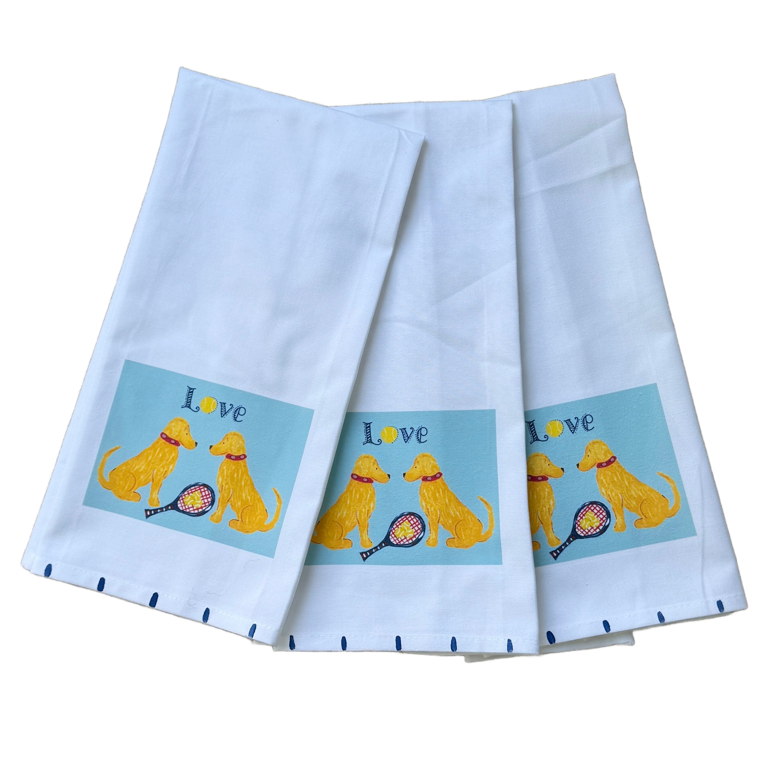 Golden Beach Dog Tea Towel
