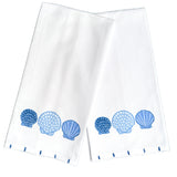 Blue and White Sea Shell Tea Towel