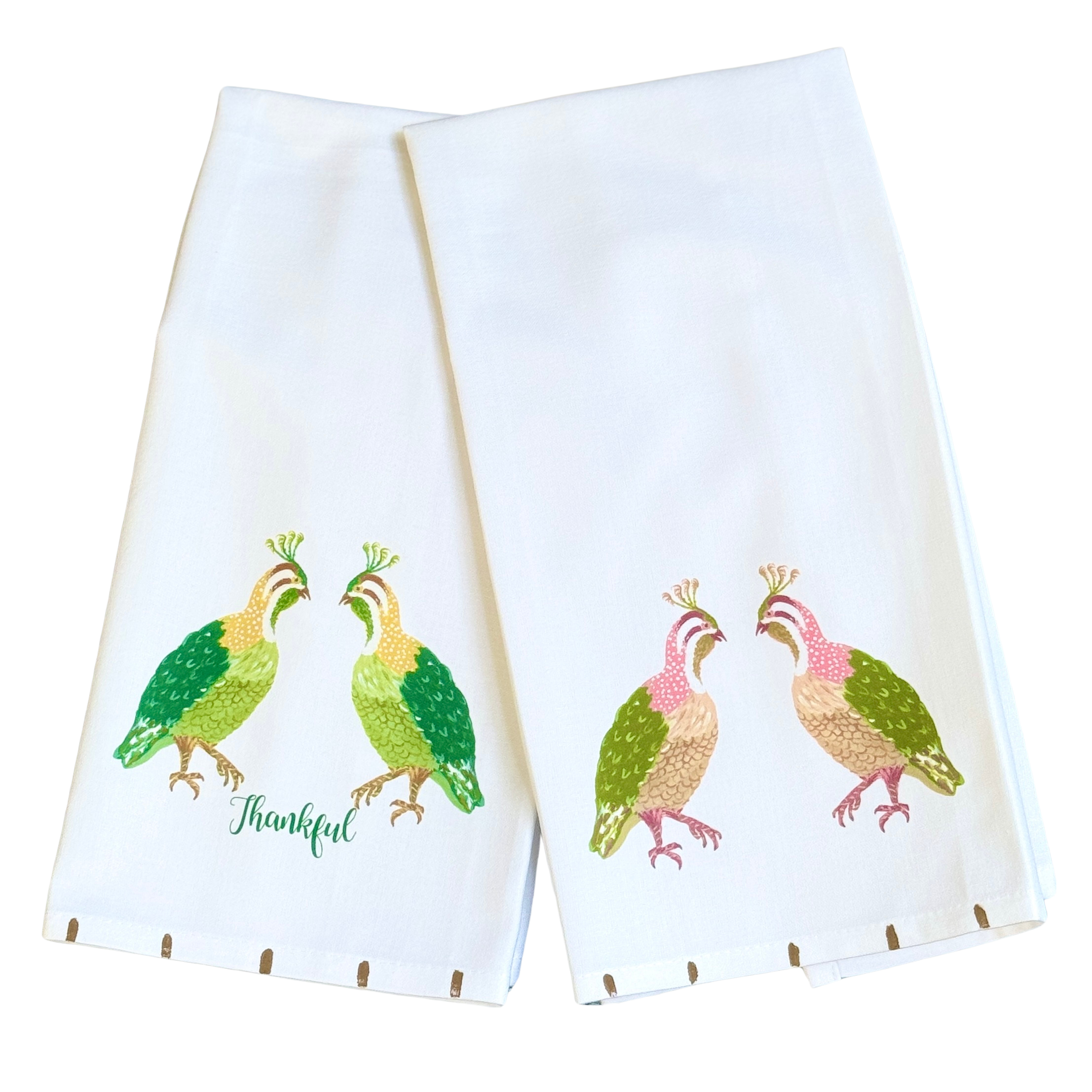 Colorful Fall Quail Tea Towel - Thumbnail 3