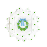 Pineapple  Holiday Wreath Linen Cocktail Napkins