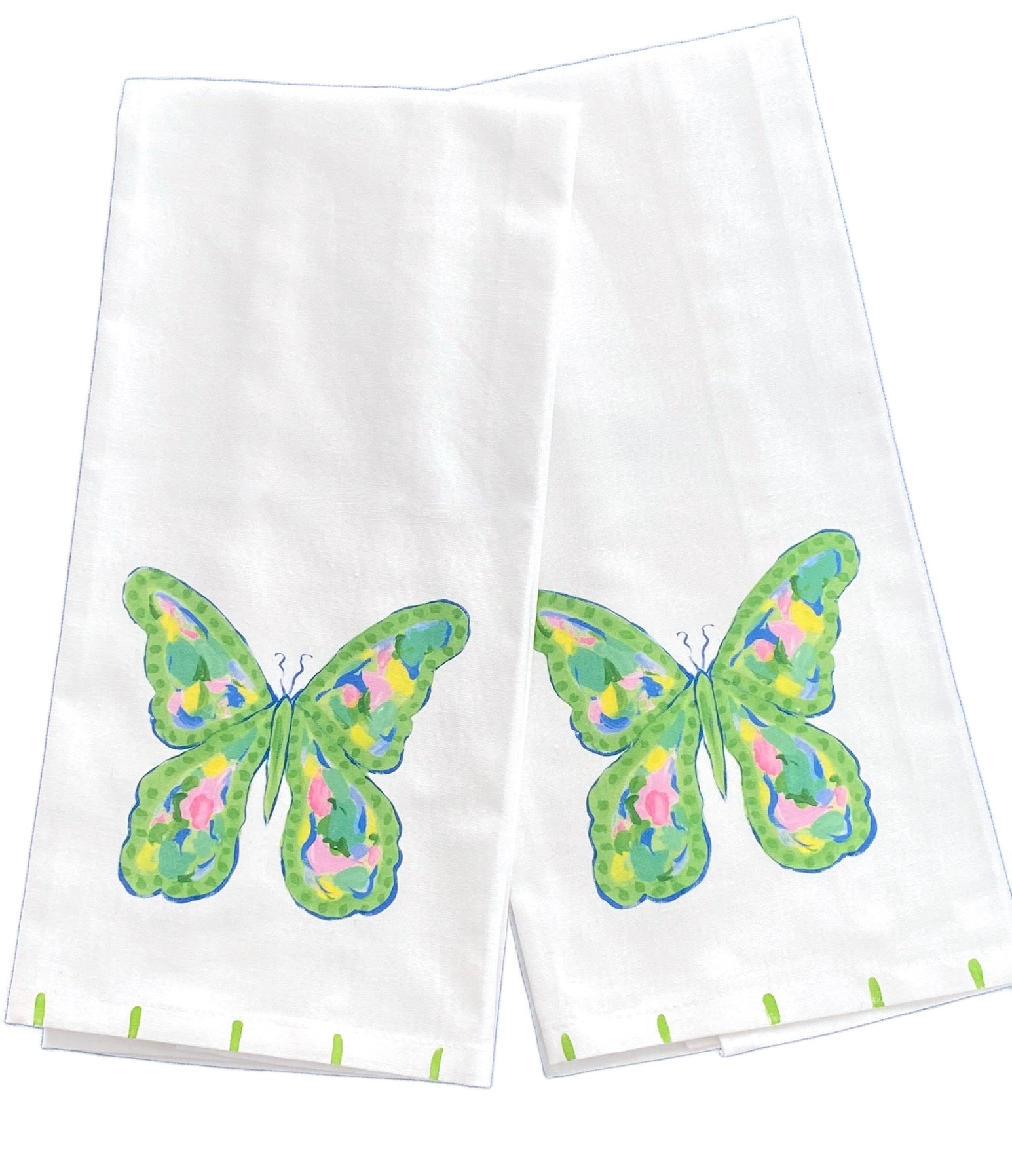 Green Mosaic Butterfly Tea Towel