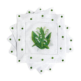 Bright Green Lily of the Valley Linen Cocktail Napkins