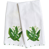 Green Lily of the Valley Floral Tea Towel