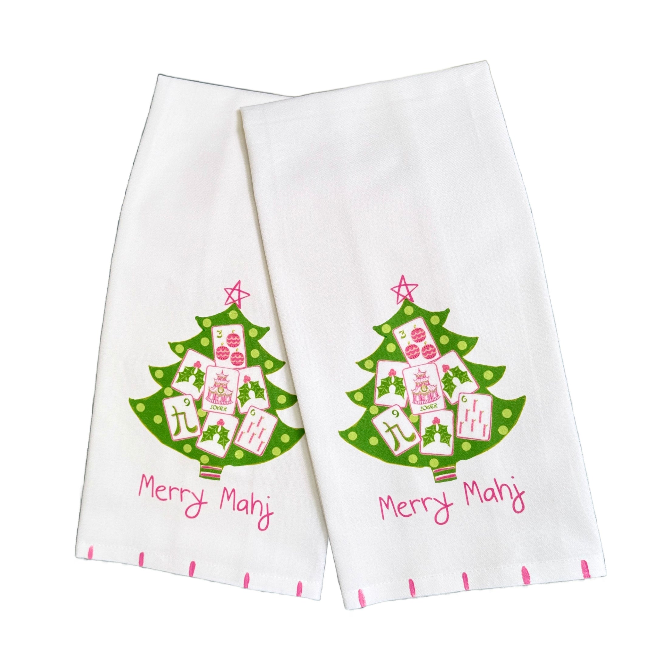 Merry Mahjong Christmas Tea Towel