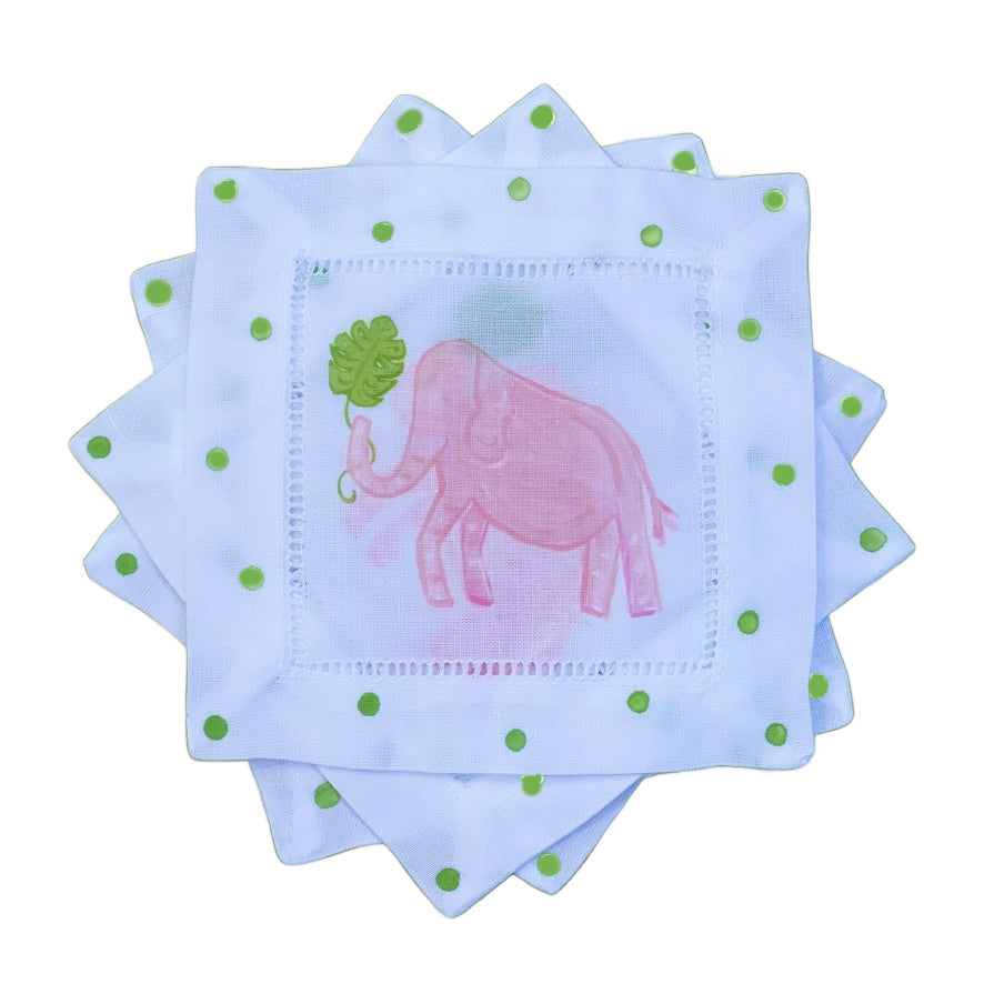 Elephant Linen Cocktail Napkins