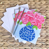 Pink Roses Chinoiserie Notecard Set
