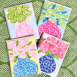 Lime Green Roses Chinoiserie Notecard Set